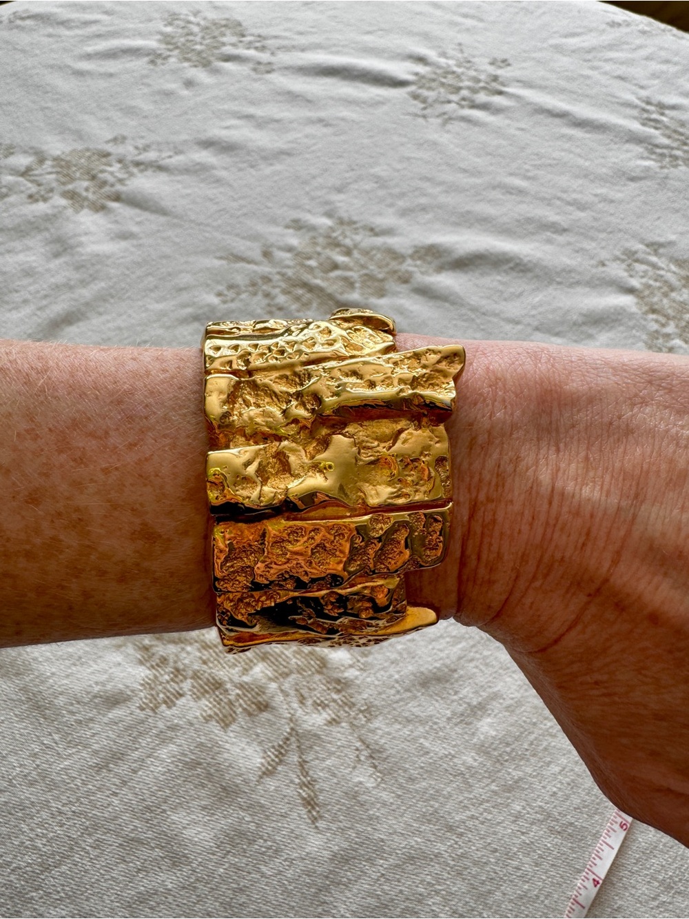 Vintage Textured Gold Cuff Bracelet - Picture 7 of 7